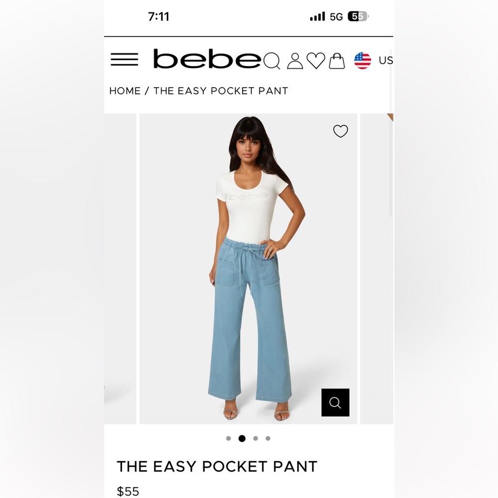 Bebe Denim Straight-Leg Pants